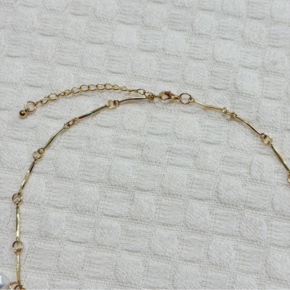 NEW Gold Tone Charm Necklace with Sun Medallion, Pearl & Turquoise Blue Accents - Picture 7 of 9